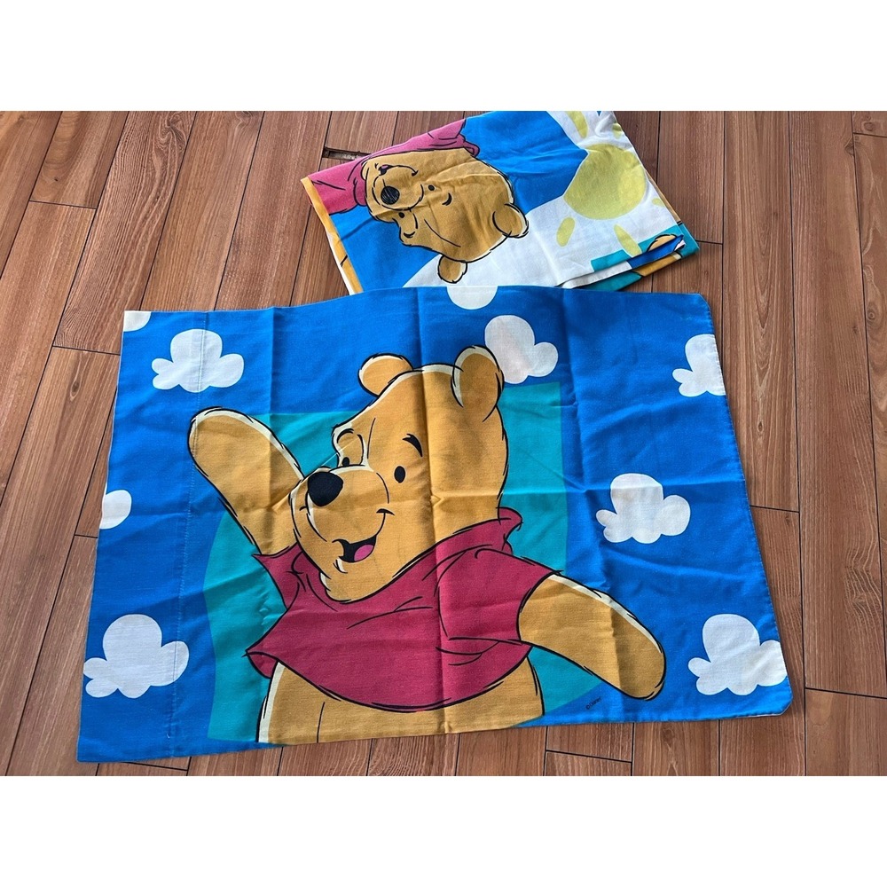 Vintage Disney Winnie The Pooh Twin Size Flat Sheet With Standard Pillowcase